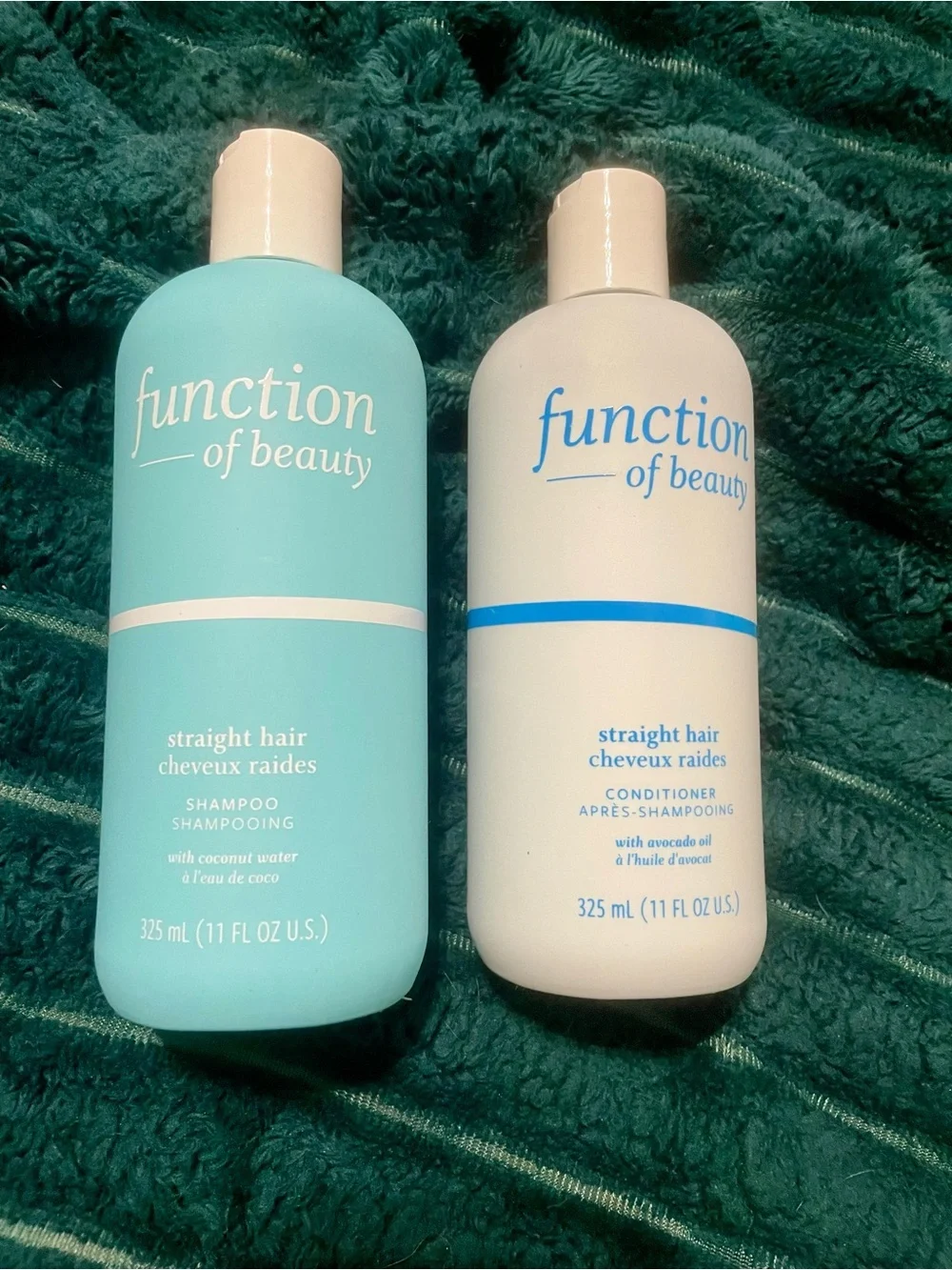 Straight Hair Shampoo & Conditioner Set with Unbrush Detangling Brush - Teal